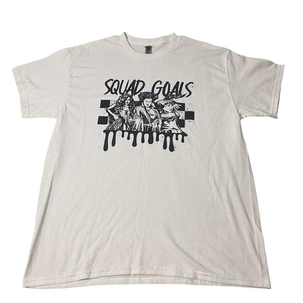 Squad Goals Hocus Pocus Halloween Graphic White Tshirt Size Large